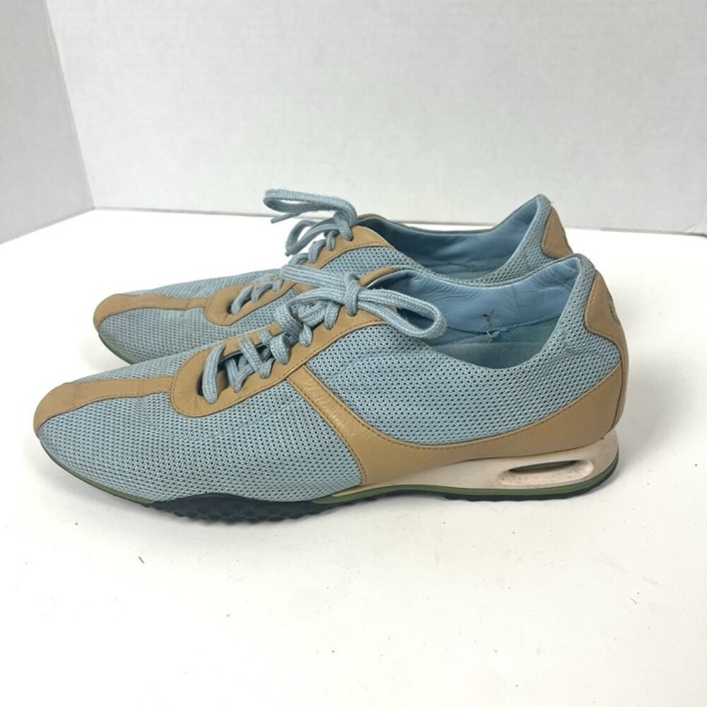Cole Haan Bria Tan Blue Leather Sneakers Women's 8 Classic‎ Minimalist Preppy